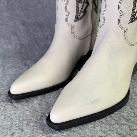 Marc Fisher Ltd. Roselle Western Boot Size 6.5 Women's White Leather MSRP $329 - Picture 3 of 11